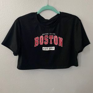 SHEIN black Boston shirt cropped and a little over sized